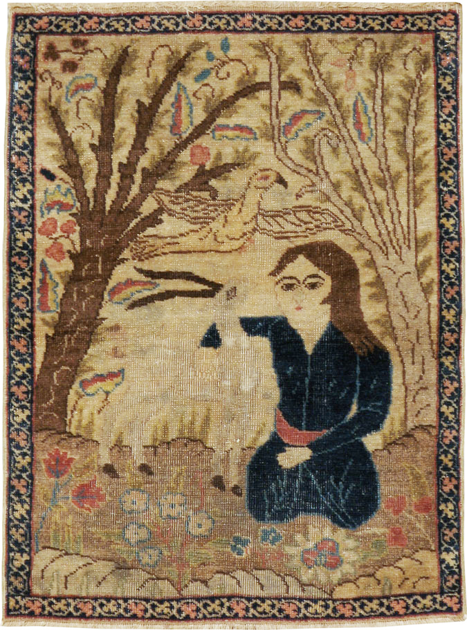 Vintage Persian Tabriz Pictorial Rug (Pair: 1 of 2), No.22595 - Gss