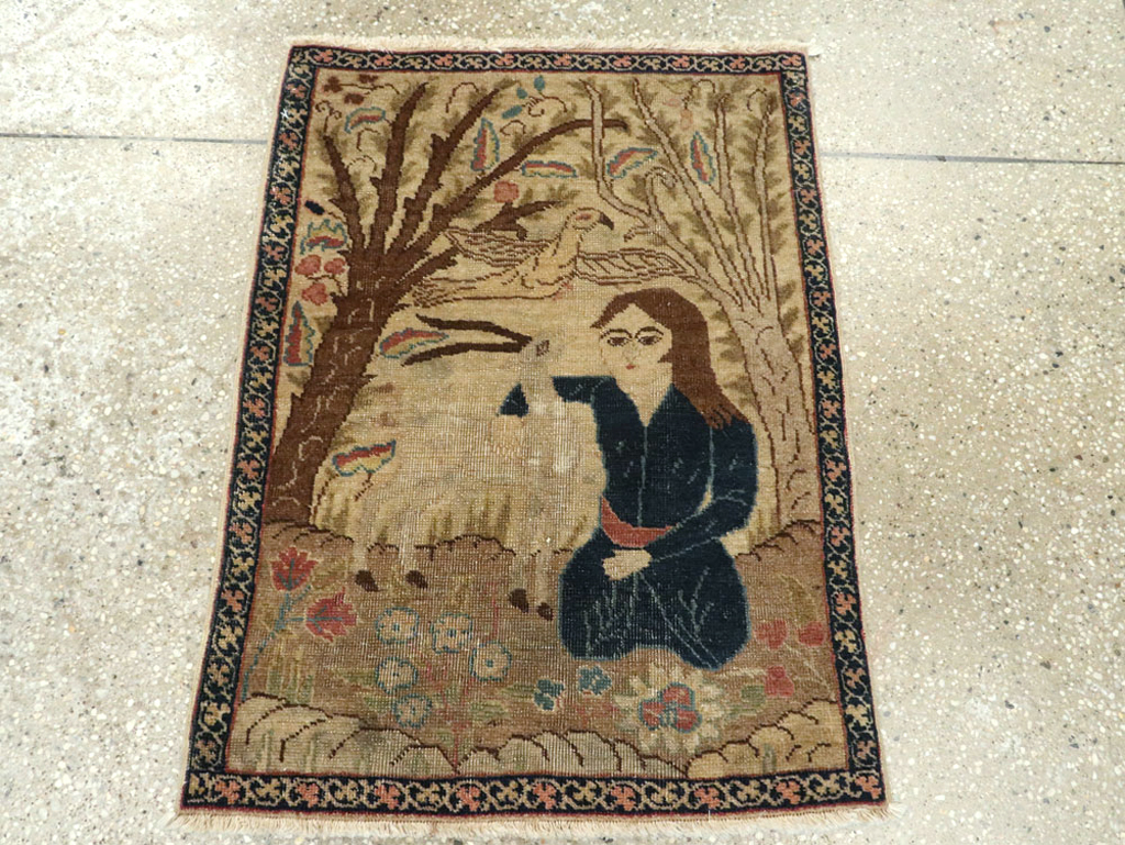 Vintage Persian Tabriz Pictorial Rug (Pair: 1 of 2), No.22595 - Gss