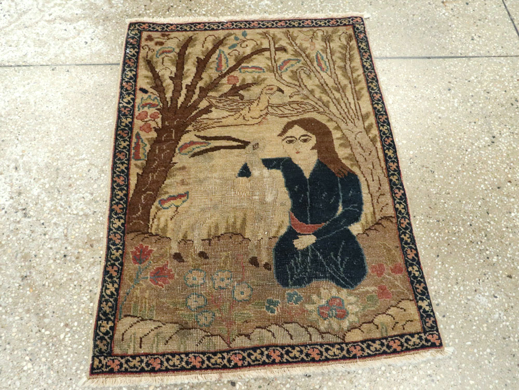 Vintage Persian Tabriz Pictorial Rug (Pair: 1 of 2), No.22595 - Gss