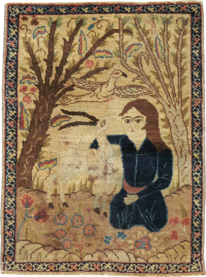 Vintage Persian Tabriz Pictorial Rug (Pair: 2 of 2), No.22596 - Gss