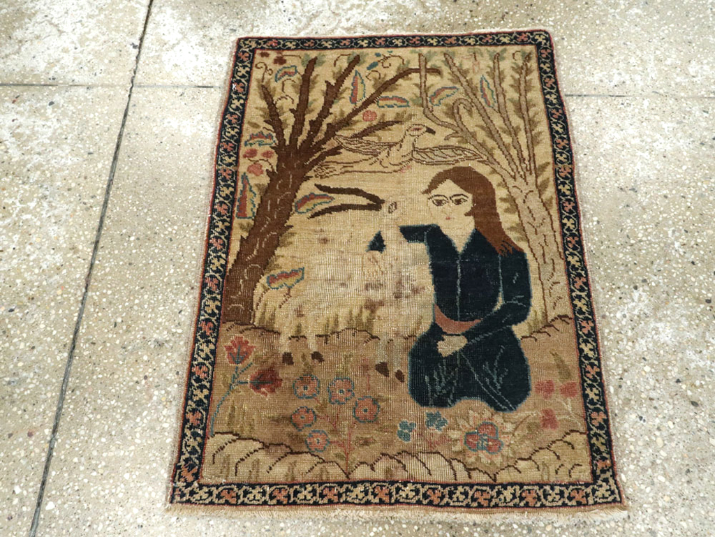 Vintage Persian Tabriz Pictorial Rug (Pair: 2 of 2), No.22596 - Gss
