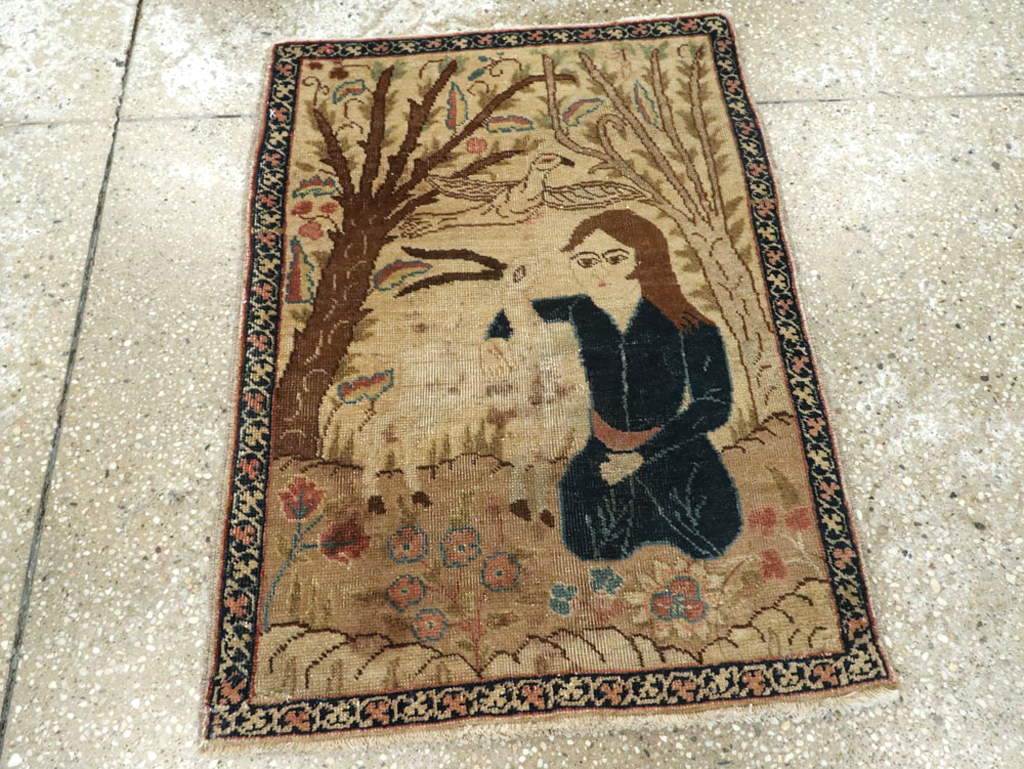 Vintage Persian Tabriz Pictorial Rug (Pair: 2 of 2), No.22596 - Gss