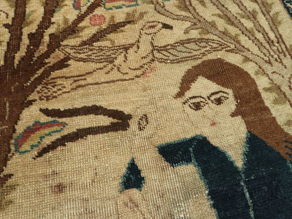 Vintage Persian Tabriz Pictorial Rug (Pair: 2 of 2), No.22596 - Gss