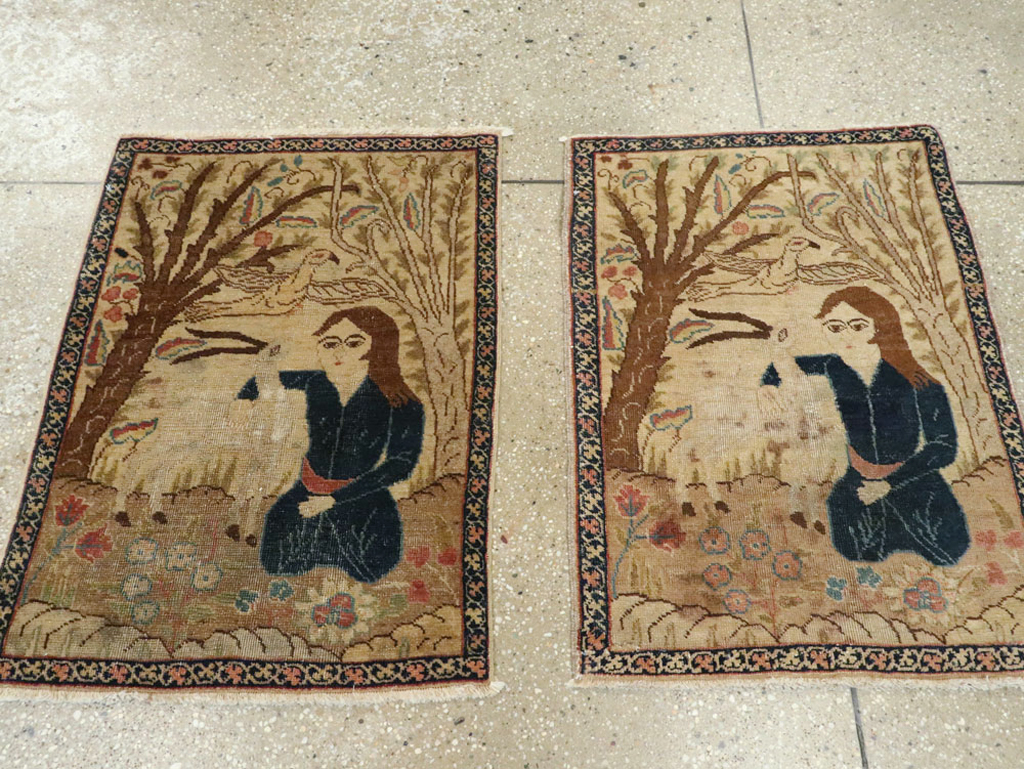 Vintage Persian Tabriz Pictorial Rug (Pair: 2 of 2), No.22596 - Gss