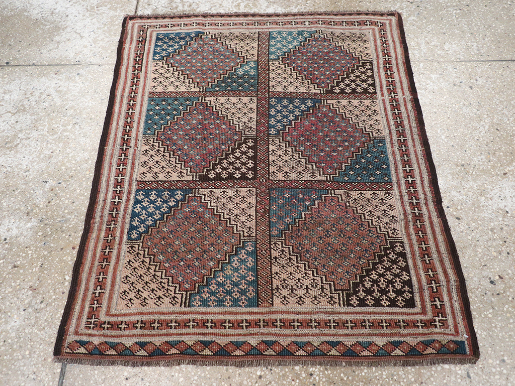 Antique Central Asia Turkoman Throw Rug, No.22598 - Gss