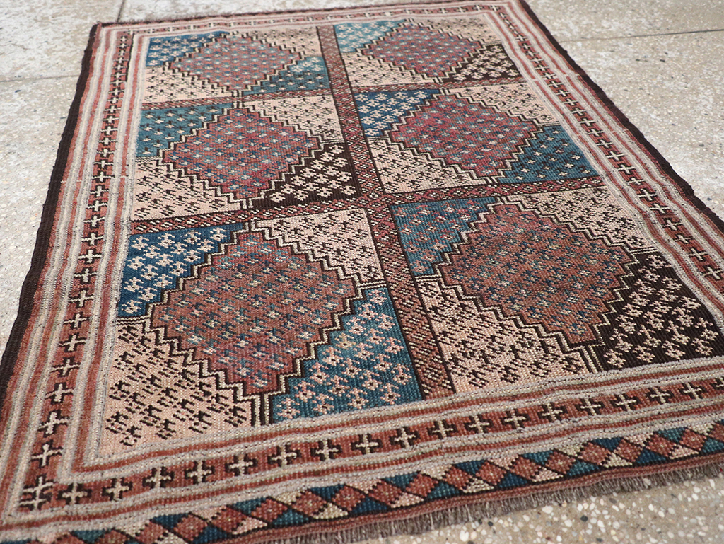 Antique Central Asia Turkoman Throw Rug, No.22598 - Gss