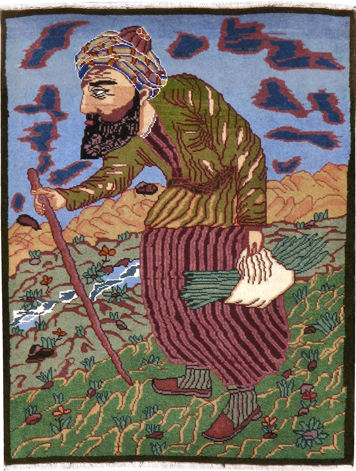 Vintage Persian Tabriz Pictorial Rug, No.22606 - Gss