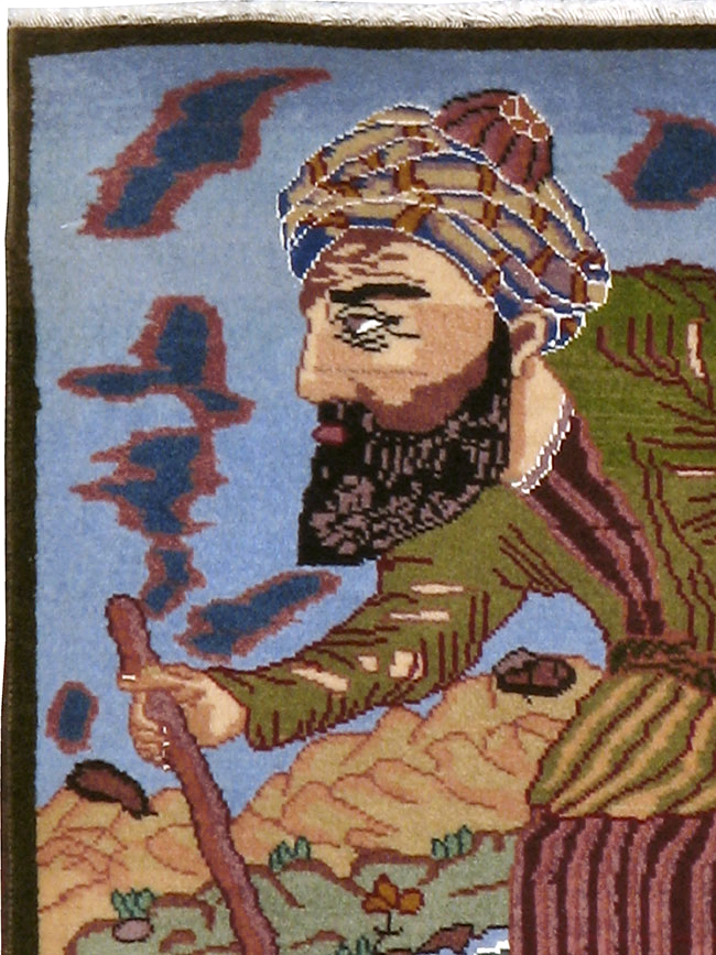 Vintage Persian Tabriz Pictorial Rug, No.22606 - Gss