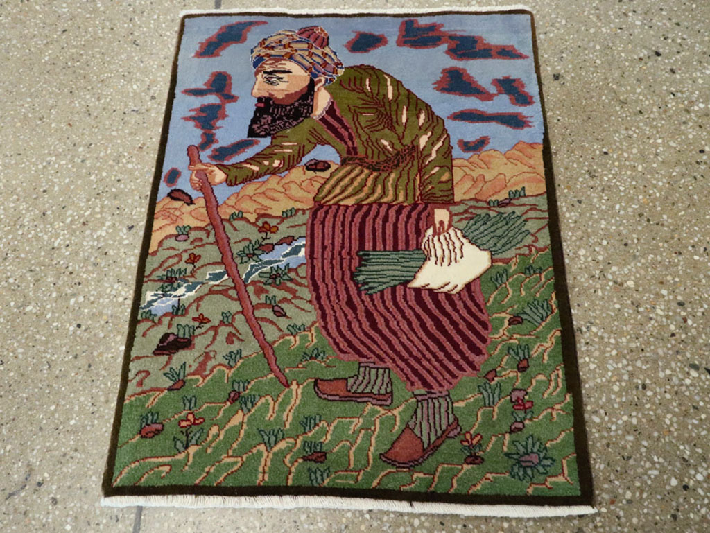 Vintage Persian Tabriz Pictorial Rug, No.22606 - Gss