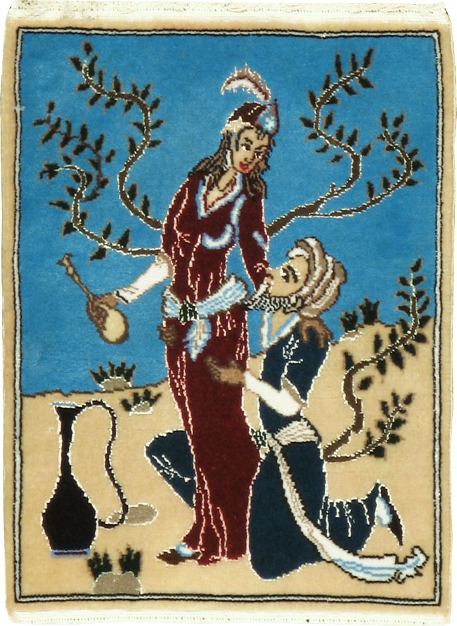 Vintage Persian Tabriz Pictorial Rug, No.22609 - Gss