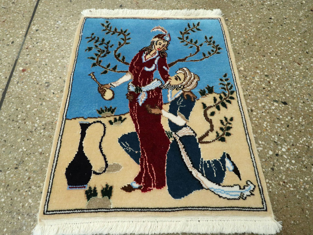 Vintage Persian Tabriz Pictorial Rug, No.22609 - Gss