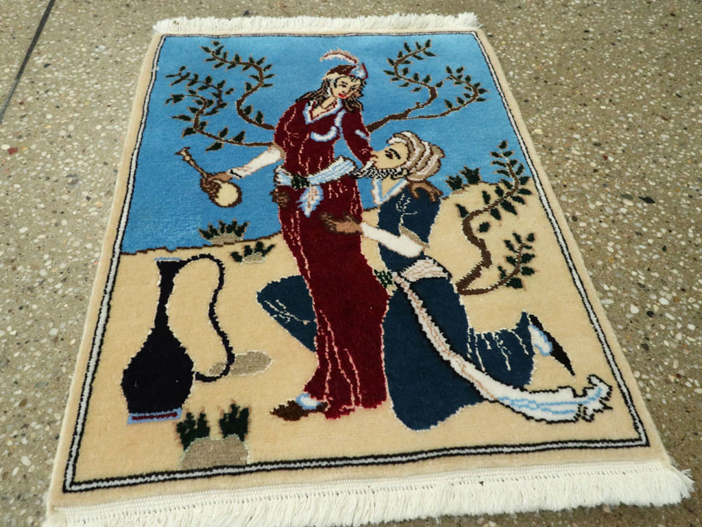 Vintage Persian Tabriz Pictorial Rug, No.22609 - Gss