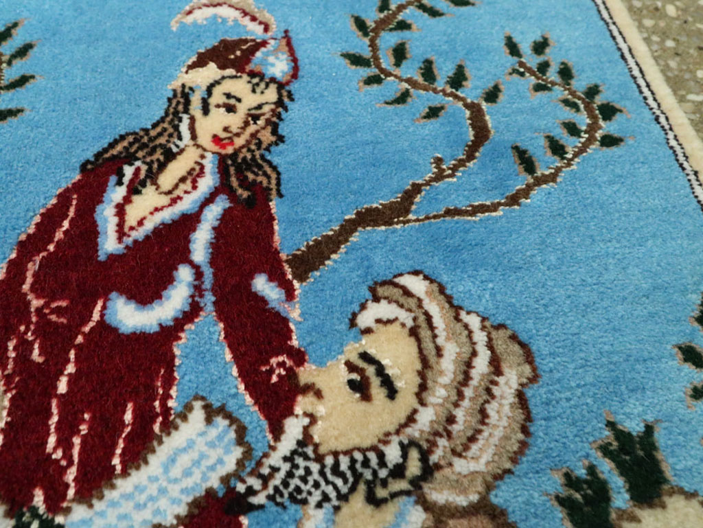 Vintage Persian Tabriz Pictorial Rug, No.22609 - Gss