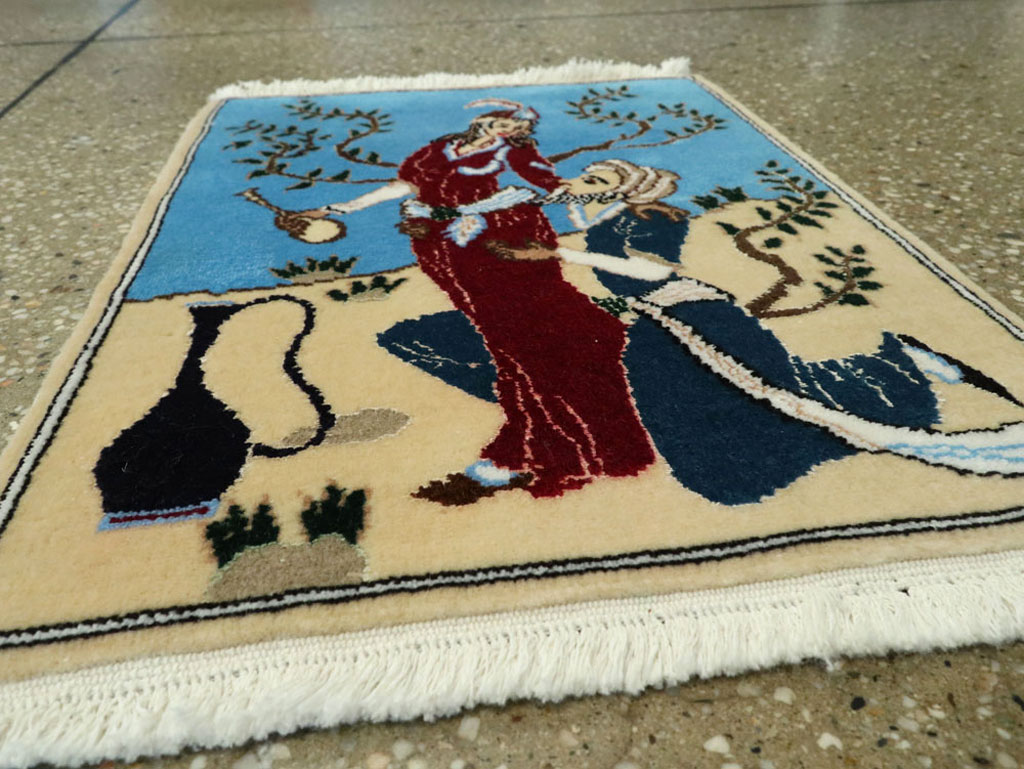 Vintage Persian Tabriz Pictorial Rug, No.22609 - Gss