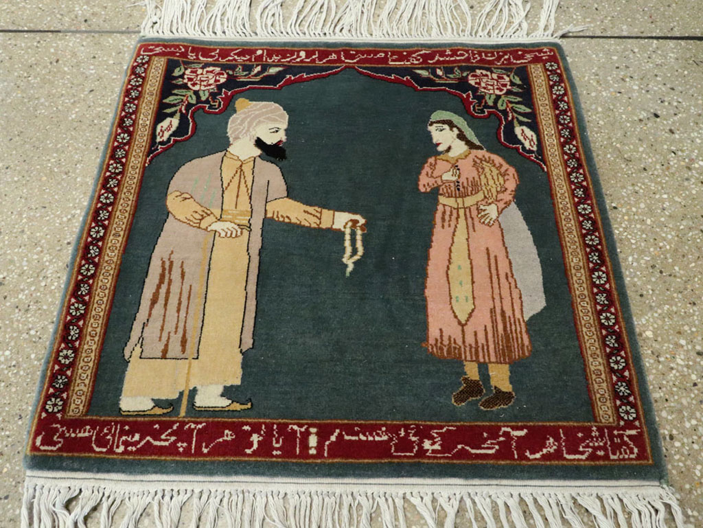 Vintage Persian Tabriz Pictorial Rug, No.22634 - Gss