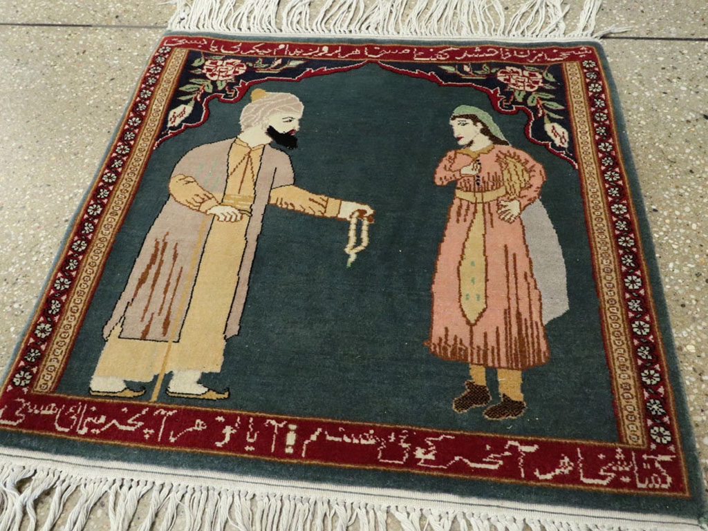 Vintage Persian Tabriz Pictorial Rug, No.22634 - Gss