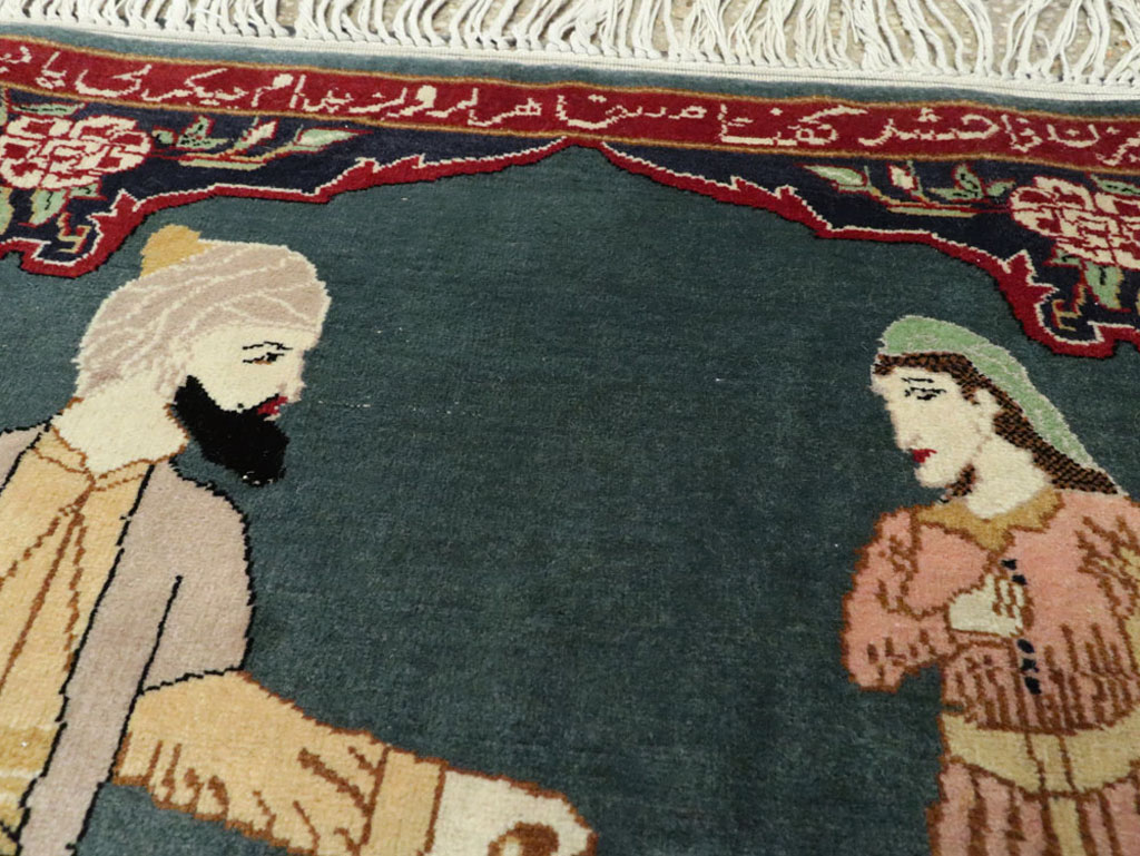 Vintage Persian Tabriz Pictorial Rug, No.22634 - Gss