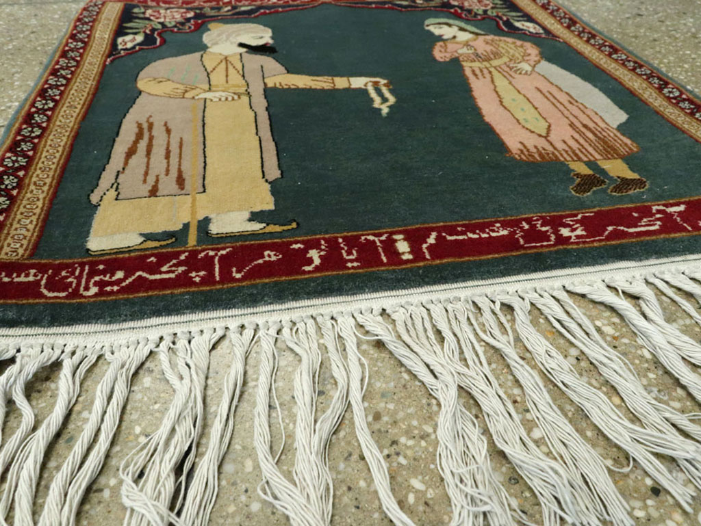 Vintage Persian Tabriz Pictorial Rug, No.22634 - Gss