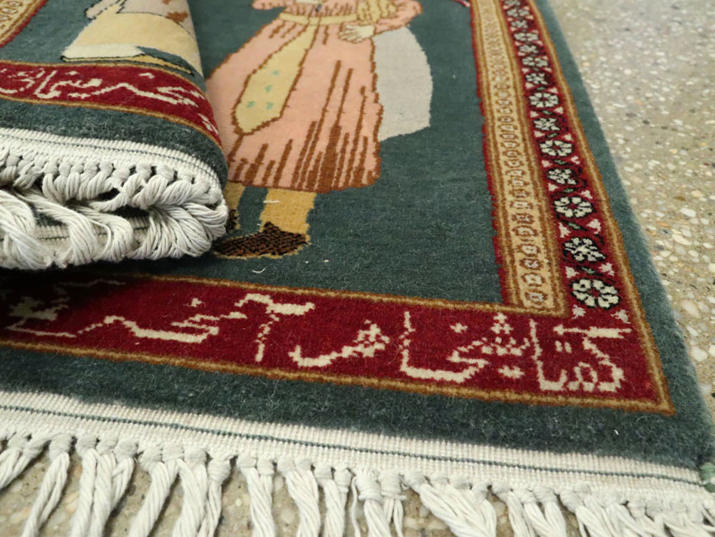 Vintage Persian Tabriz Pictorial Rug, No.22634 - Gss