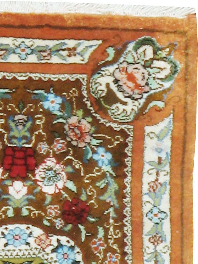 Vintage Persian Quom Silk Rug, No.22707 - Gss