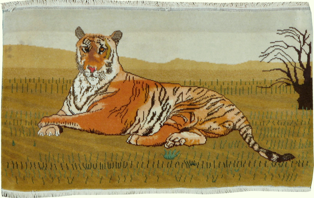 Vintage Persian Tabriz Pictorial Rug, No.22725 - Gss