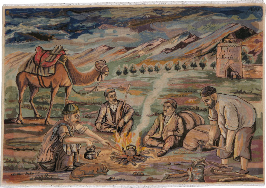 Vintage Persian Tabriz Pictorial Rug, No.22766 - Gss