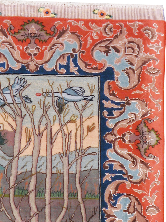 Vintage Persian Tabriz Pictorial Rug, No.22768 - Gss