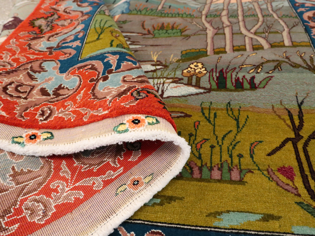 Vintage Persian Tabriz Pictorial Rug, No.22768 - Gss