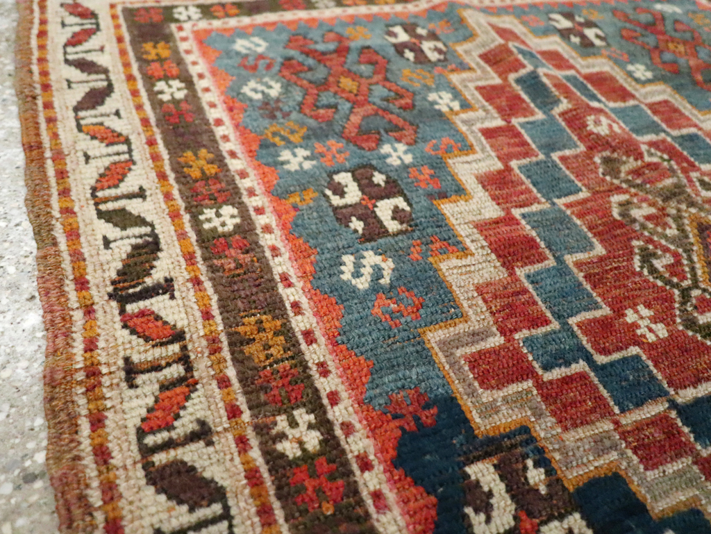 Antique Caucasian Kazak Square Throw Rug, No.22843 - Gss