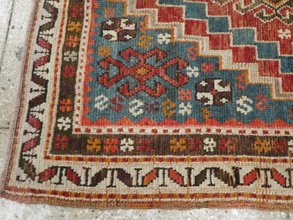 Antique Caucasian Kazak Square Throw Rug, No.22843 - Gss