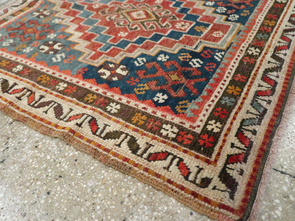 Antique Caucasian Kazak Square Throw Rug, No.22843 - Gss
