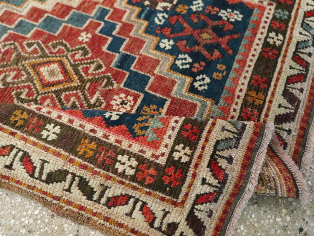 Antique Caucasian Kazak Square Throw Rug, No.22843 - Gss