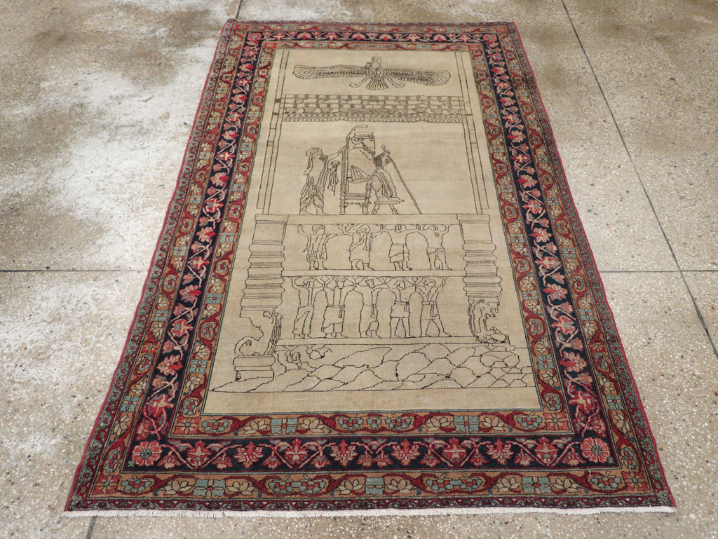 Antique Persian Lavar Kerman Pictorial Rug, No.22861 - Gss
