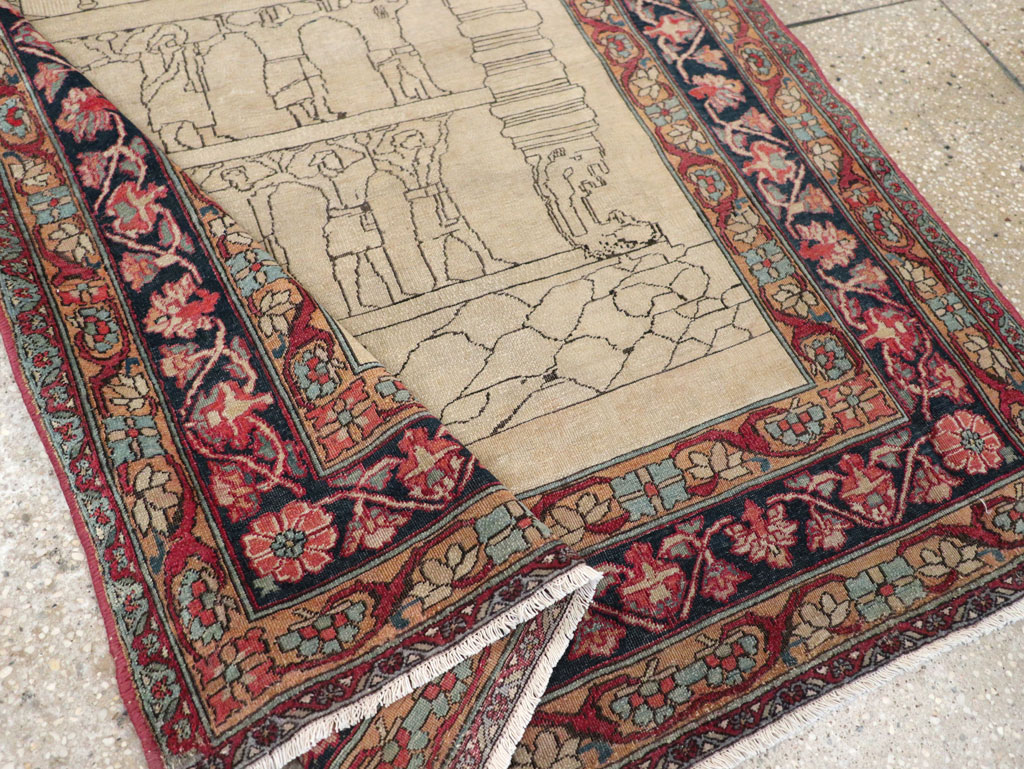 Antique Persian Lavar Kerman Pictorial Rug, No.22861 - Gss