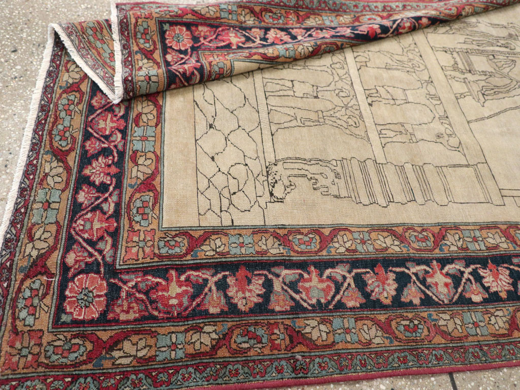 Antique Persian Lavar Kerman Pictorial Rug, No.22861 - Gss