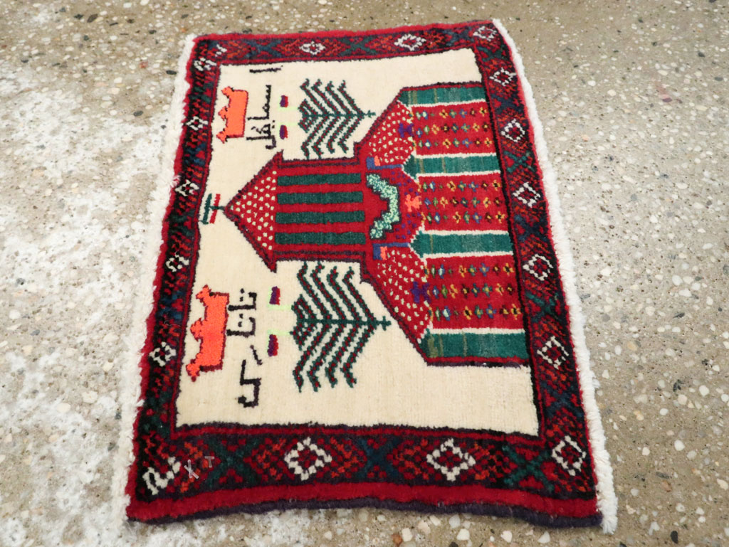 Vintage Persian Baluch Pictorial Rug, No.22881 - Gss