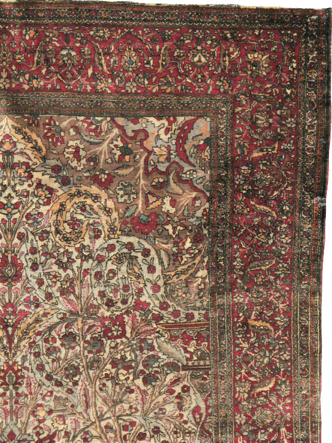 Antique Persian Silk Kashan Rug, No.22900 - Gss