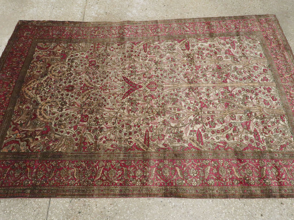 Antique Persian Silk Kashan Rug, No.22900 - Gss