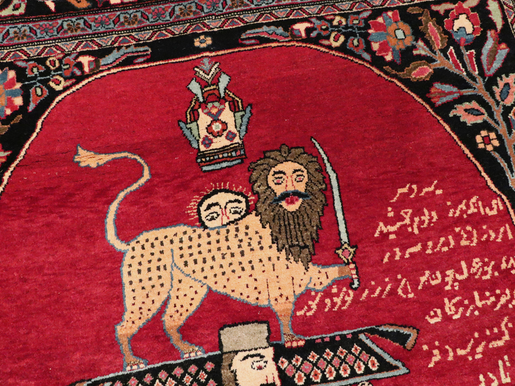 Vintage Persian Mashad Pictorial Rug, No.22901 - Gss