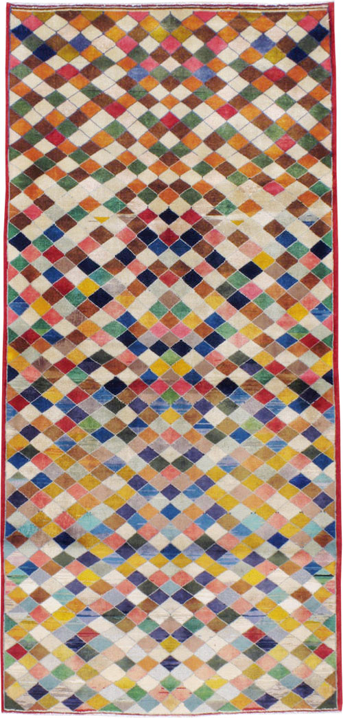 Vintage Persian Kashan Modernist Rug, No.22985 - Gss