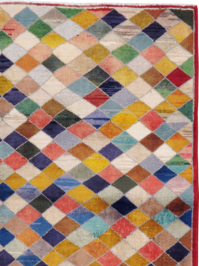 Vintage Persian Kashan Modernist Rug, No.22985 - Gss