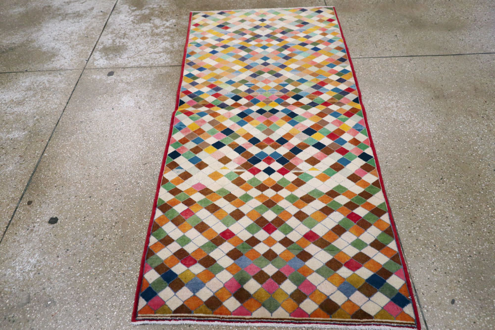 Vintage Persian Kashan Modernist Rug, No.22985 - Gss