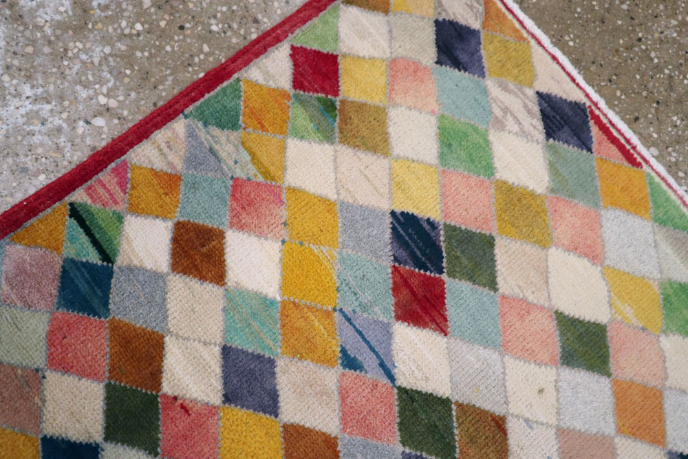 Vintage Persian Kashan Modernist Rug, No.22985 - Gss