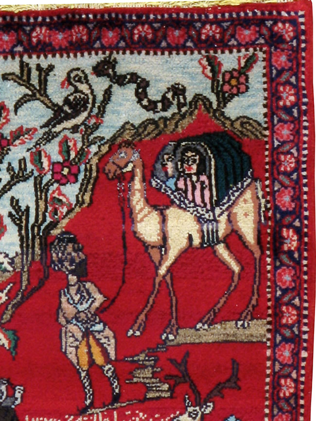 Vintage Persian Tabriz Pictorial Rug, No.22998 - Gss