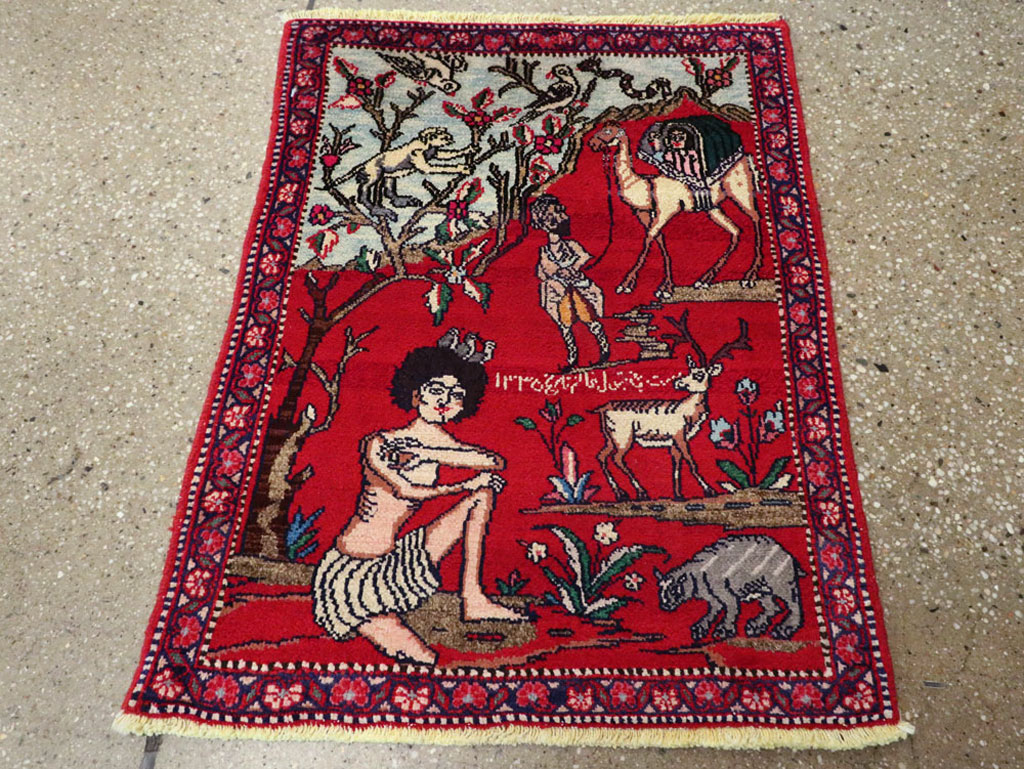 Vintage Persian Tabriz Pictorial Rug, No.22998 - Gss