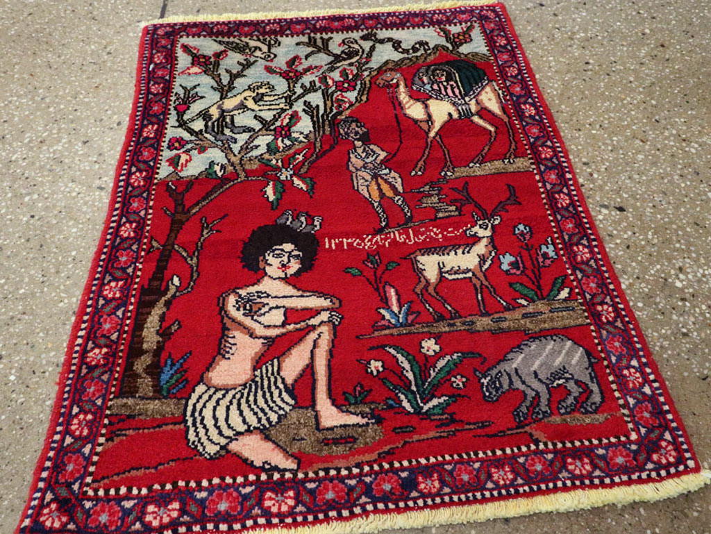 Vintage Persian Tabriz Pictorial Rug, No.22998 - Gss