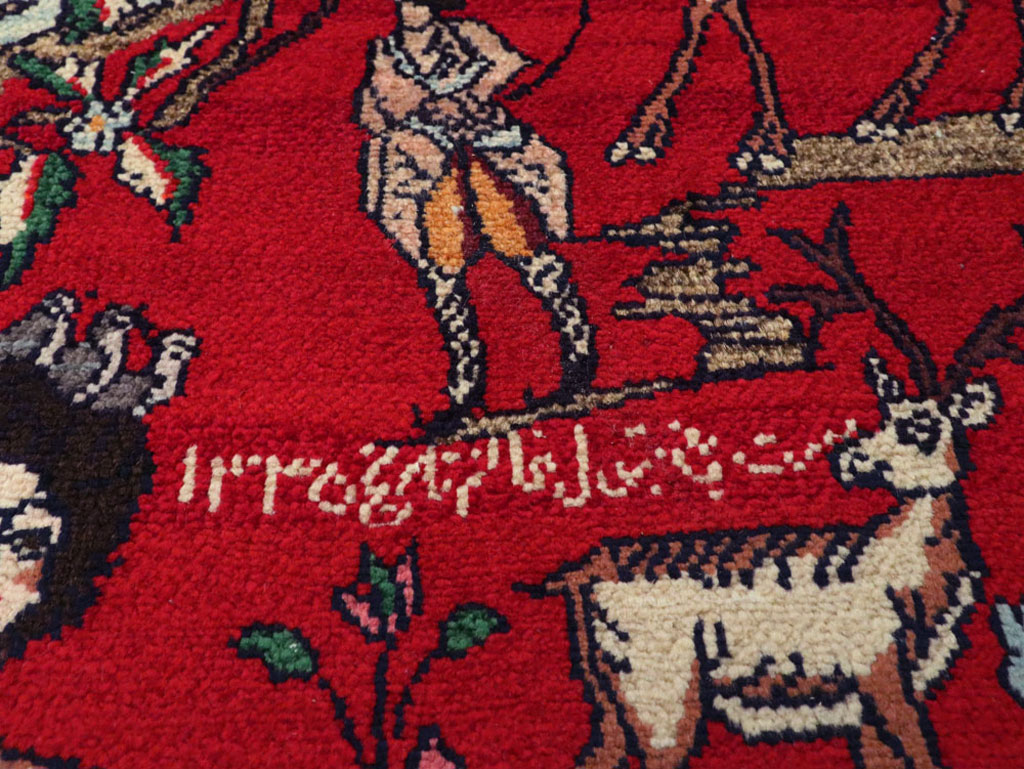 Vintage Persian Tabriz Pictorial Rug, No.22998 - Gss