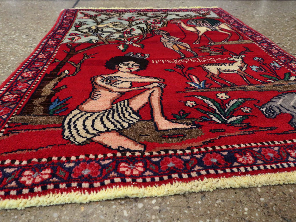 Vintage Persian Tabriz Pictorial Rug, No.22998 - Gss