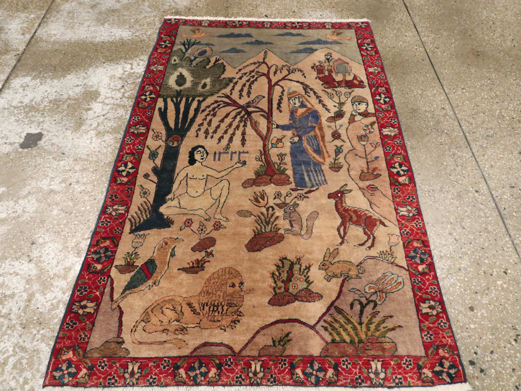 Vintage Persian Tabriz Pictorial Rug, No.22999 - Gss