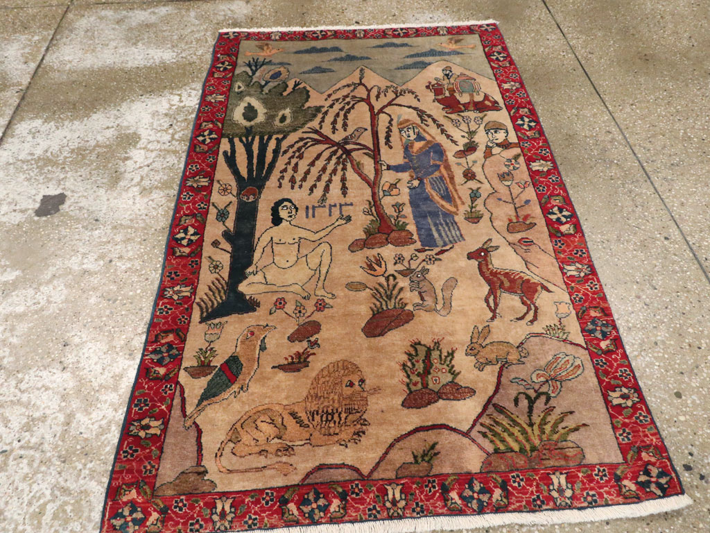 Vintage Persian Tabriz Pictorial Rug, No.22999 - Gss